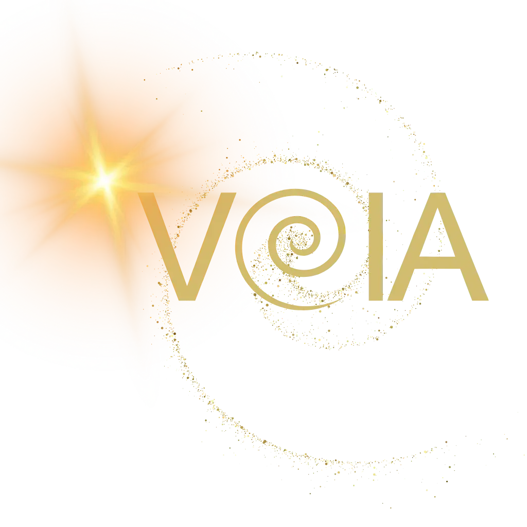 Logo aplikace VOIA – symbol vnitřní síly, klidu a podpory pro každého